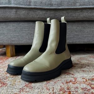 Primark Sage Green Pull on Chunky Chelsea Boots